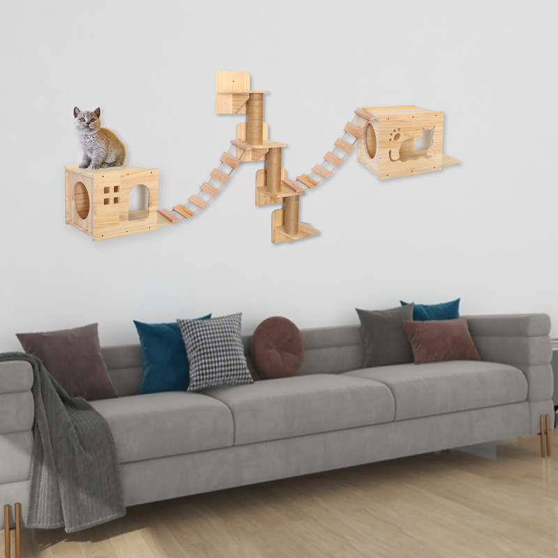 패키지 4(고양이 둥지 + 작은 문 고양이 둥지 + 현수교 사다리 * 2 + 고양이 긁는 기둥 * 3 + 고양이 점프 플랫폼 * 4)