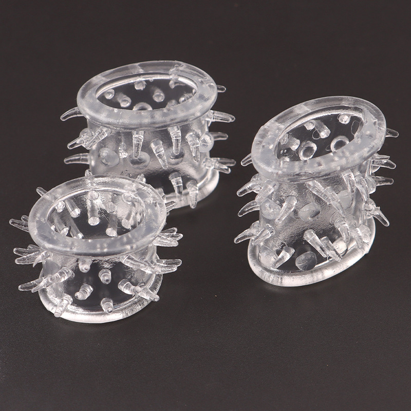 Beaded Non-vibrating Cock Ring, Transparent TPE Wearable Sleeve, Large Size — detail image 7