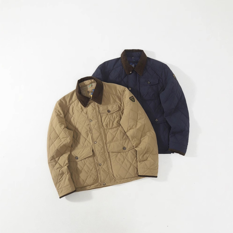High Version Rl Raff Classic Old Money Style Workwear Quilted Retro Cotton Jacket Jacket Corduroy Plus Cotton for Men and Women