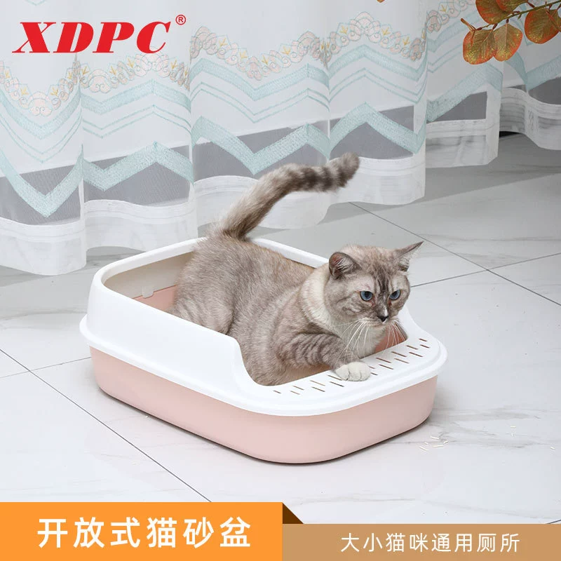 Открытый ящик для кошачьего туалета Большой утолщенный полузакрытый кошачий Туалет Защита от запаха Защита от брызг Ящик для кошачьего туалета Принадлежности для кошек