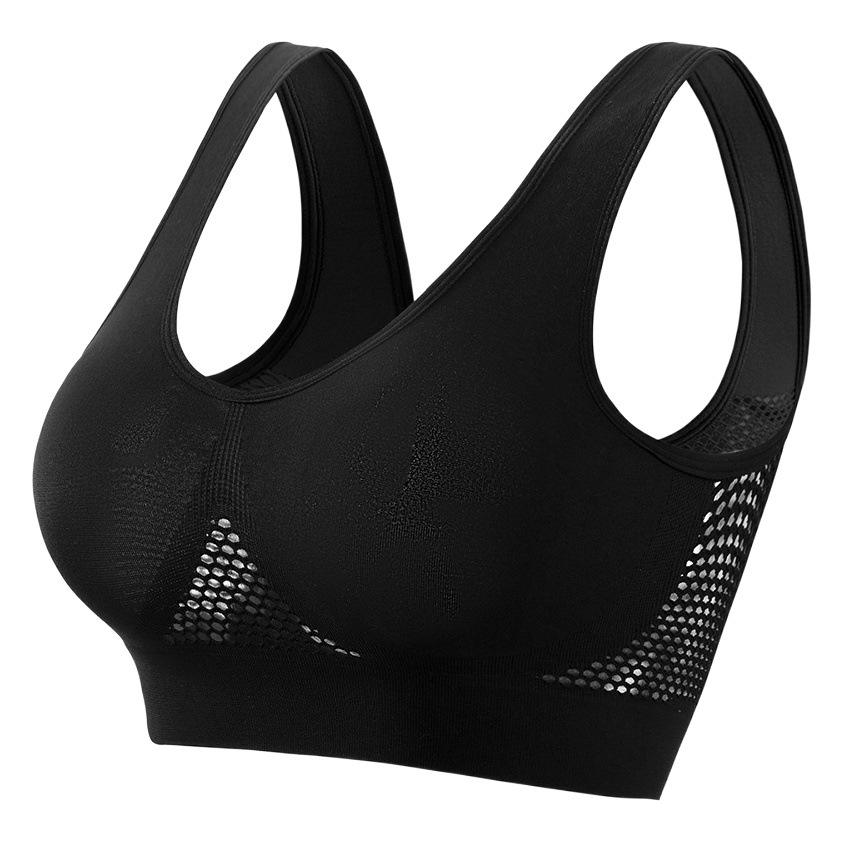 Women's Underwear plus size hollow-out sexy back yoga vest thin non-pad chubby girl wireless push up sports bra