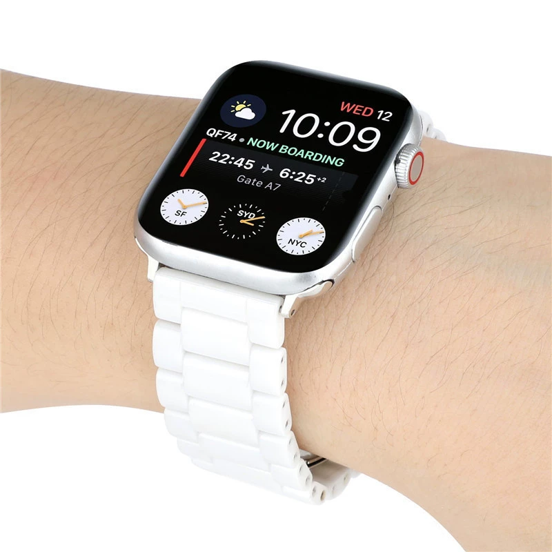 Подходит к часам Apple 7 поколения, iWatch SE, ремешок из керамики Sanzhu, складной однозамковый браслет с цепочкой-тип керамический браслет