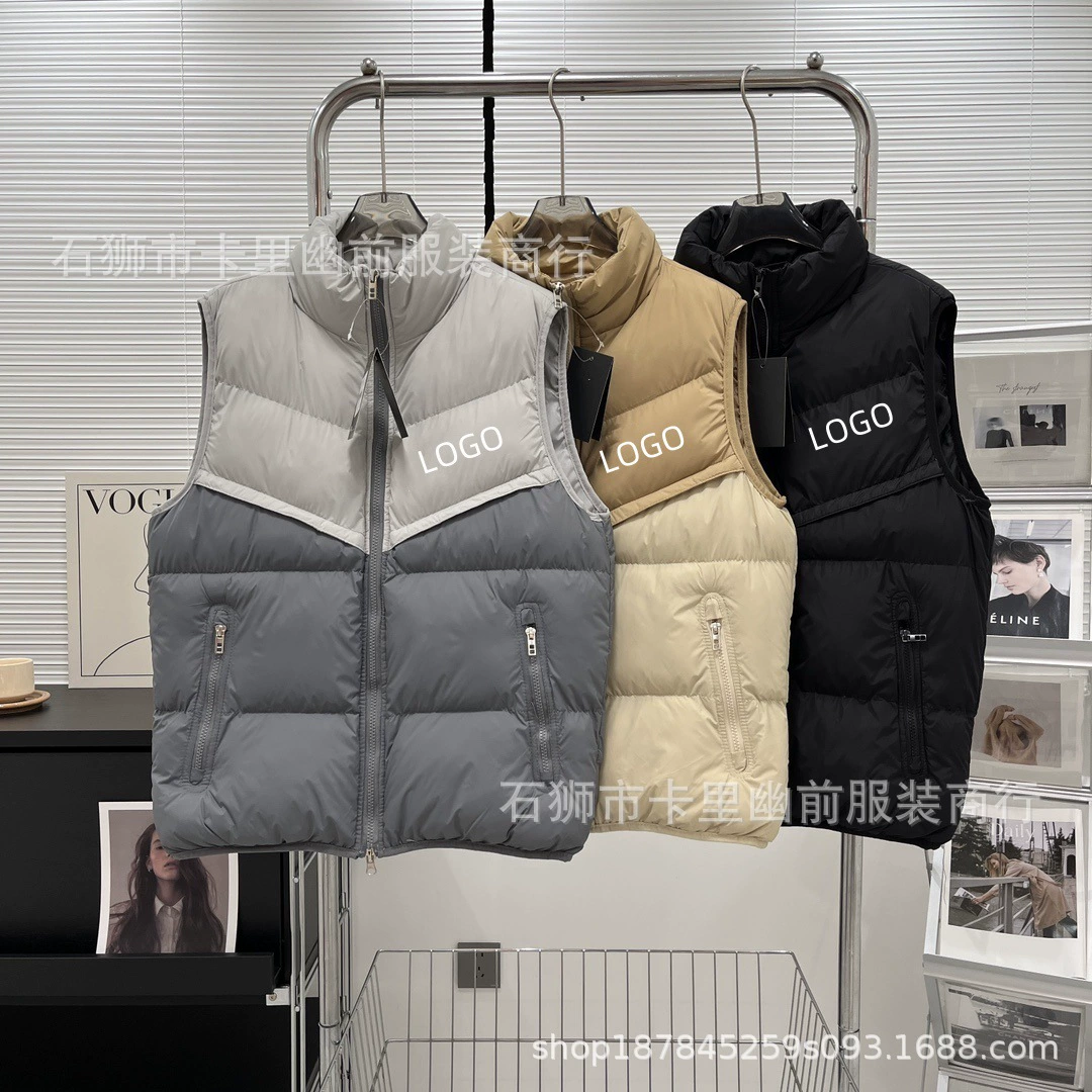 Осенний и зимний воротник пуховый ватный жилет для мужчин свободный и легкий, чтобы носить пуховый ватный жилет для плеч, чтобы согреться и расслабиться