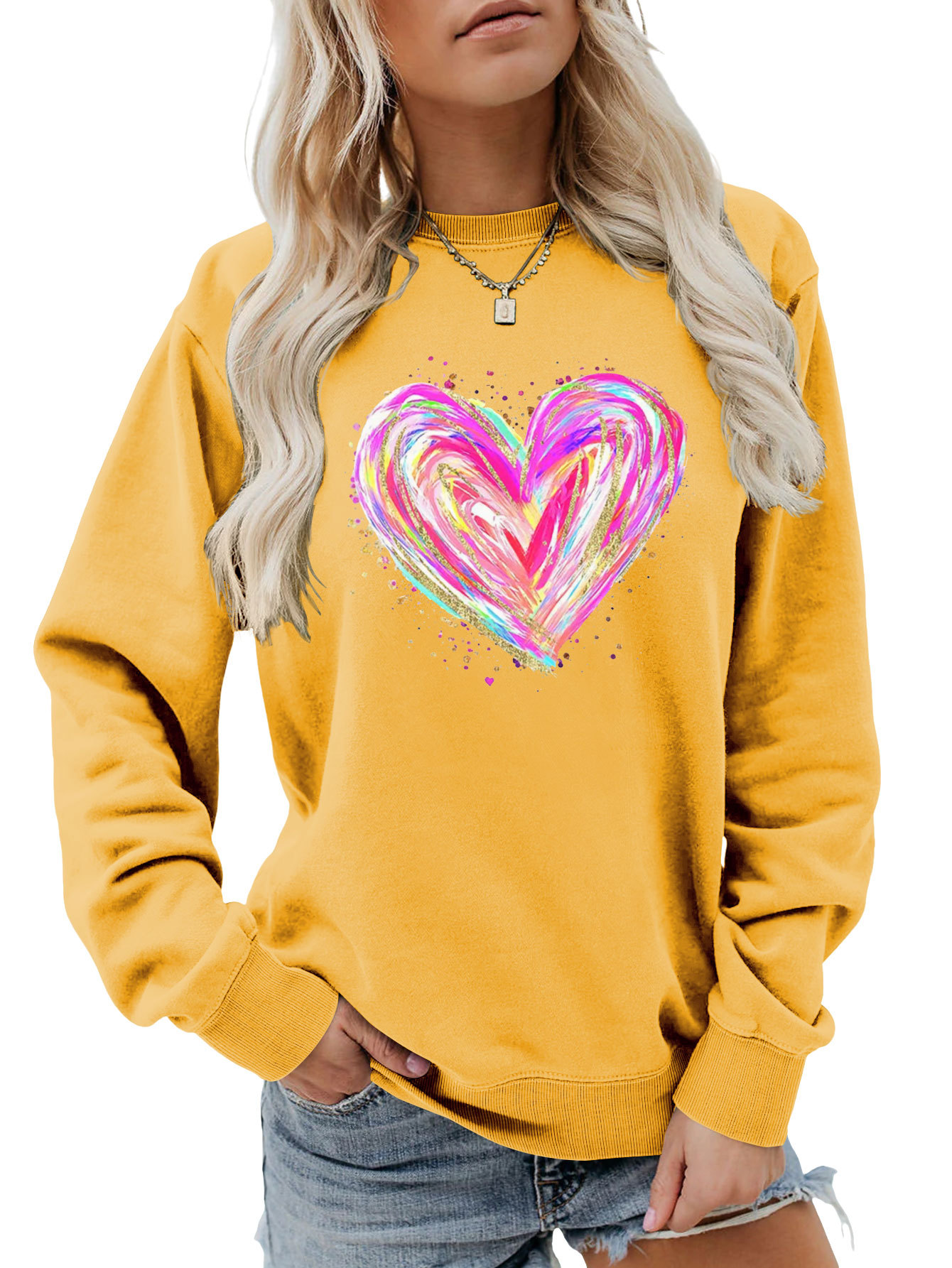 Independent Site New Stylish, Comfortable, Versatile Women's Colorful Sequin Heart Autumn And Winter_ecoleips.com