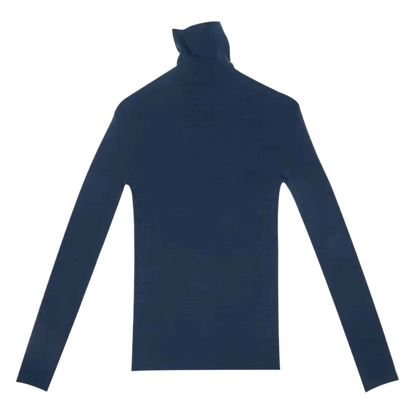 Оптовая продажа дропшиппинга женского вязаного свитера Puyuan со стопкой воротника, разноцветной шерстяной женской базовой рубашки, мягкого женского топа чистого цвета.