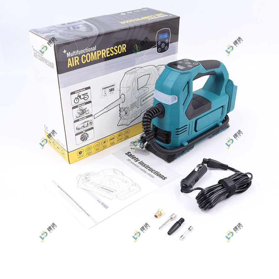 Bomba de inflado montada en el vehículo de mano transfronteriza tipo Muchian, bomba de inflado portátil con iluminación ajustable y luz de viento ajustable