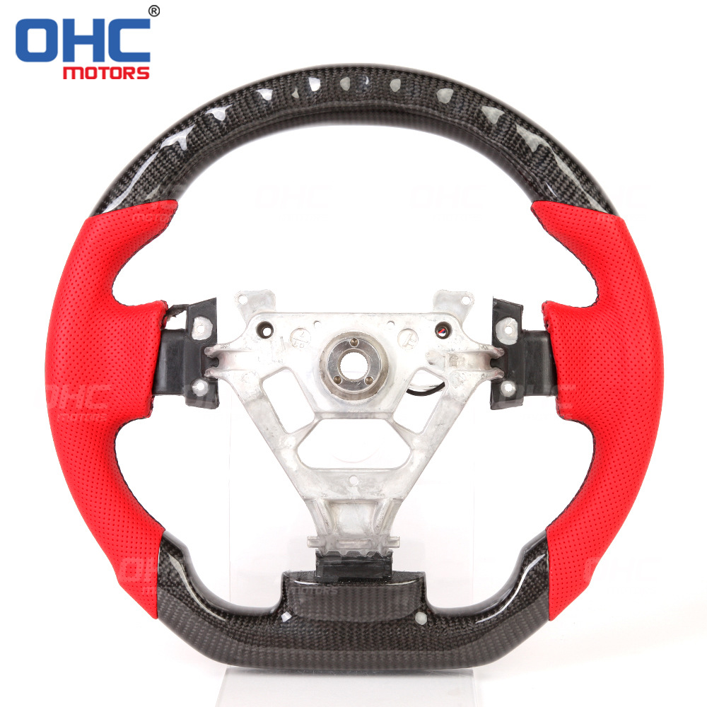 Suitable for Nissan 350Z perforated leather carbon fiber LED steering wheel red car modified steering wheel