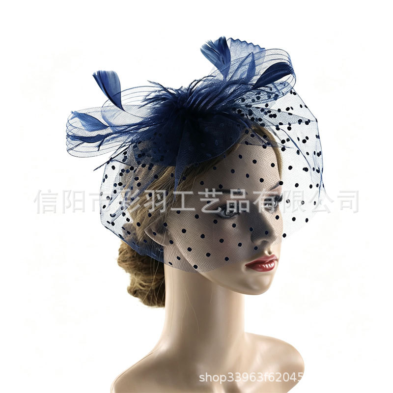 Amazon Mesh Headwear European and American Vintage Feather Bridal Hat Halloween Party Dinner Party Hair Accessory