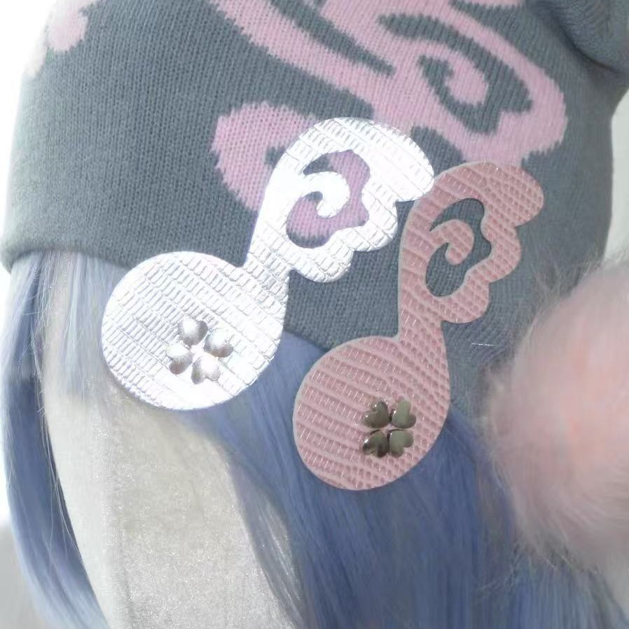 原创*音符奏*翅膀音符造型皮质y2k风格边夹发夹初春夏季百搭发饰