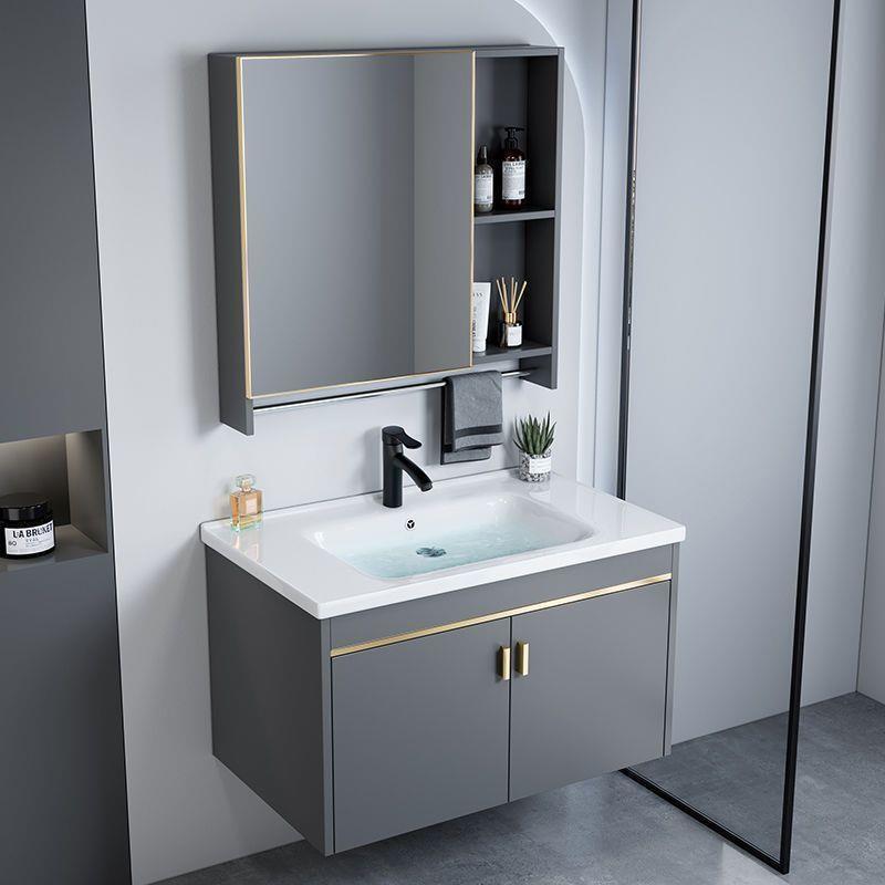 Space Aluminum Bathroom Cabinet Basin Bathroom Ceramic Integrated Basin Washbasin Cabinet Combination Waterproof Bathroom Basin