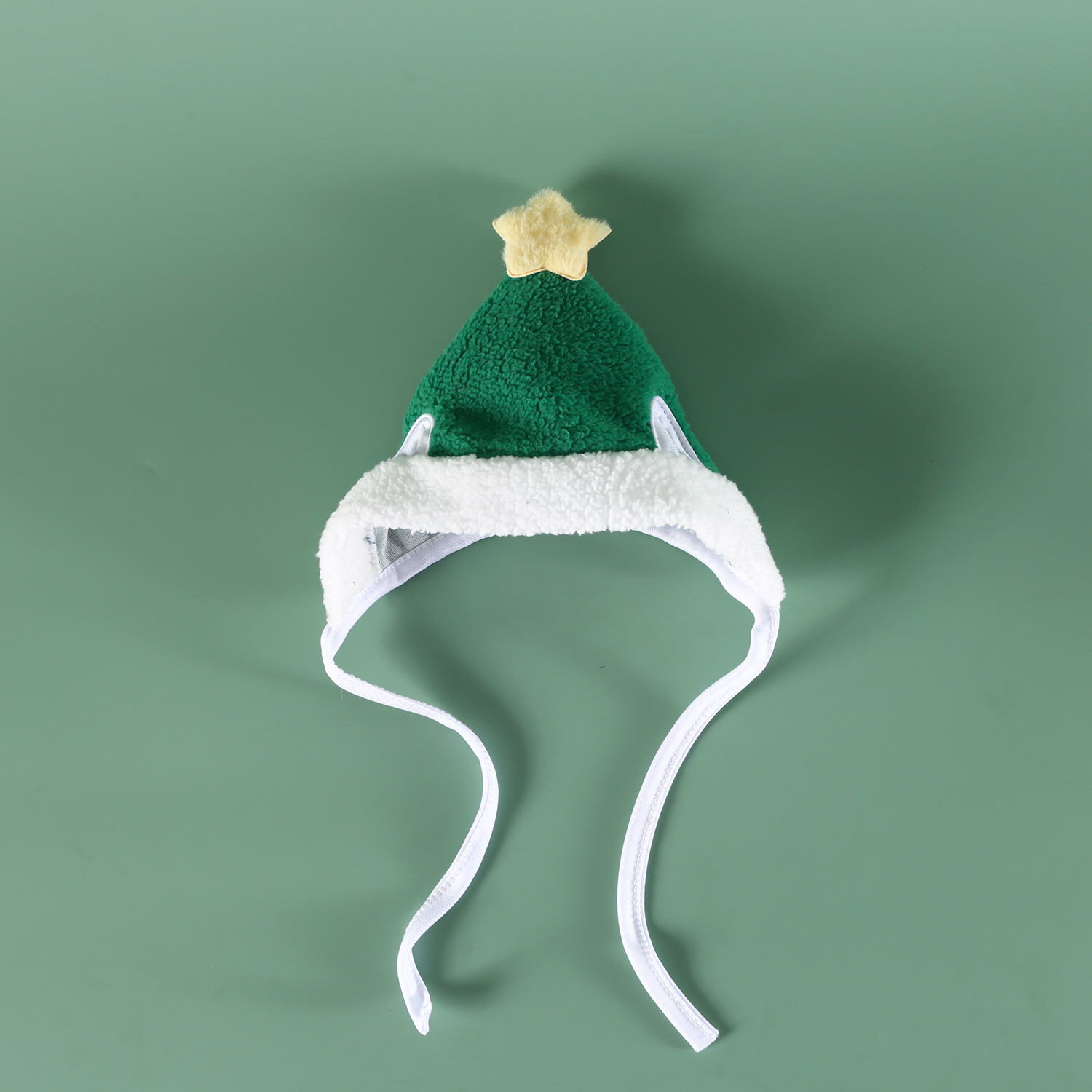 2025 Pet Christmas Set felpa estrella de cinco puntas gato cachorro lazo babero sombrero capucha cálido comercio exterior