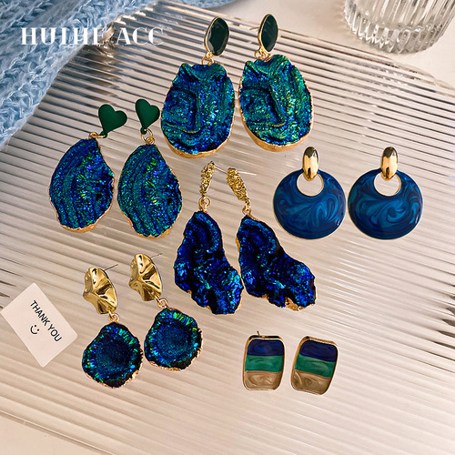 Silver needle geometric irregular personality trendy earrings Hong Kong style retro design temperament earrings high quality earrings wholesale