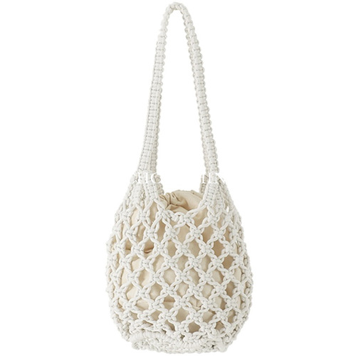With inner pocket, new summer beach handbag, hollow mesh shoulder bag, cotton crochet fishnet bag