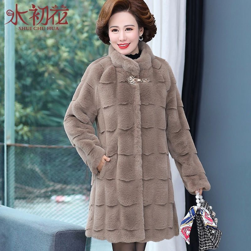 Mother's Winter Clothes Imitation Danish Mink Velvet Coat Middle-aged and Elderly Women's Mid-length Imitation Mink Fur Thickened Coat plus size Mother's Winter Clothes Imitation Danish Mink Velvet Coat Middle-aged and Elderly Women's Mid-length Imitation Mink Fur Thickened Coat plus size