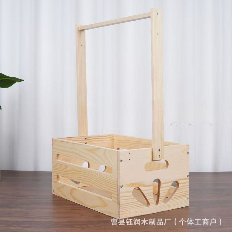 跨境实木婴儿收纳箱带手柄家用木质收纳提篮  实木婴儿衣物收纳筐|undefined