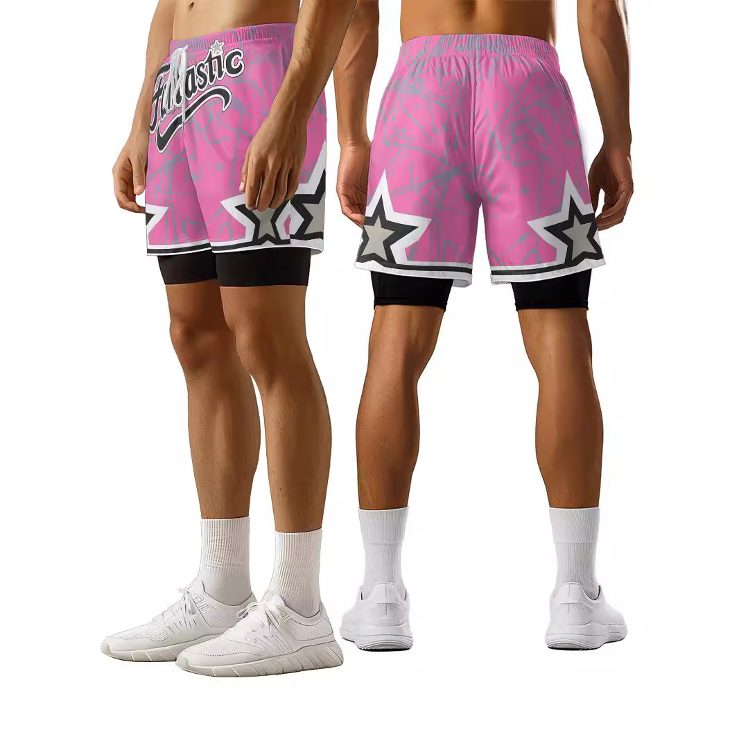 篮球短裤男女夏季跑步校园风运动休闲裤带内衬假两件潮牌小众裤子