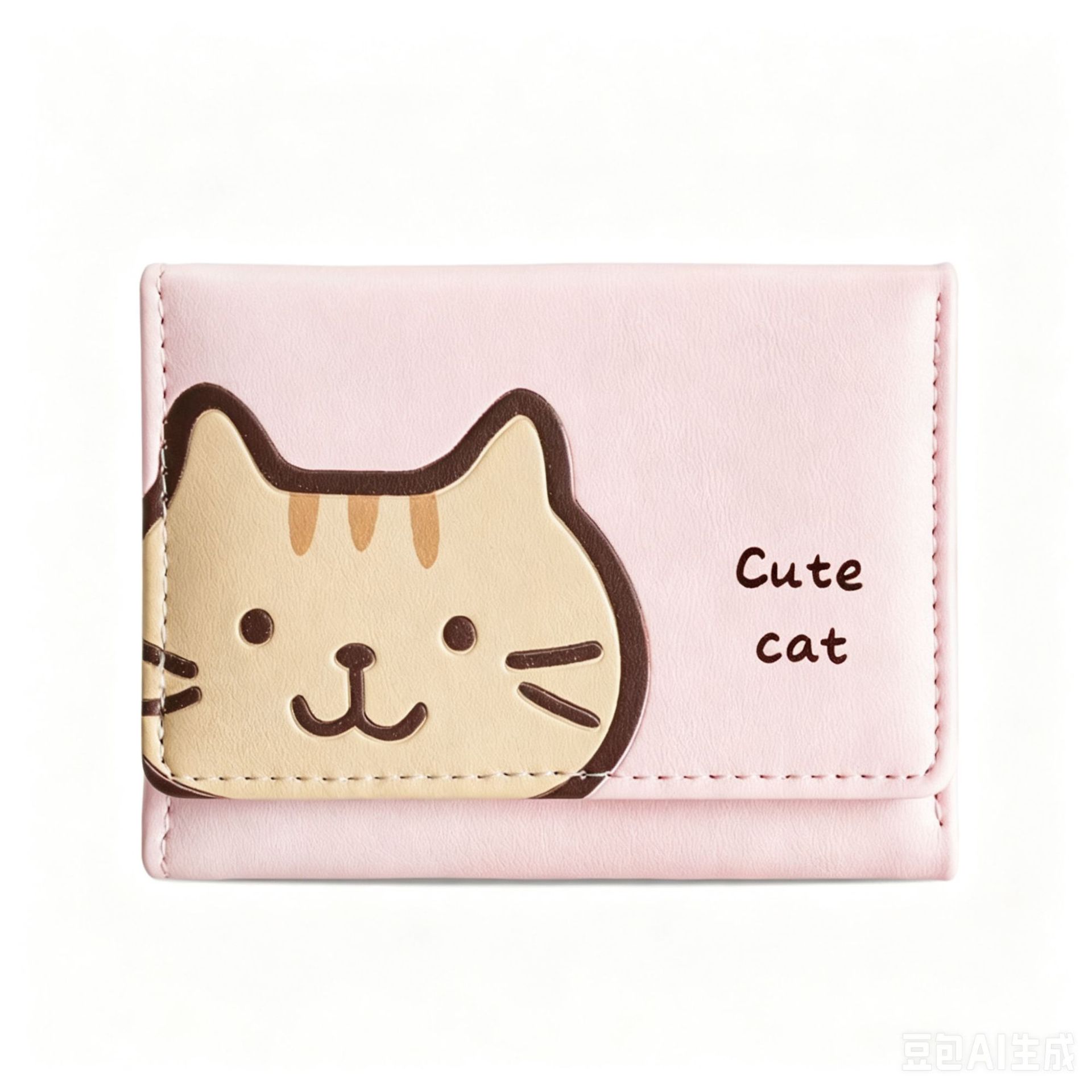 W-3513 : Tri-fold basique - Chat rose clair