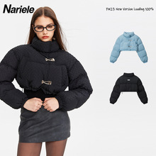Nariele  欧美冬季不规则小众加厚保暖棉衣女设计感短款棉服外套