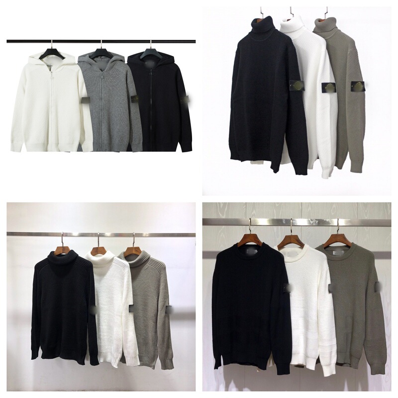 Stonesland Stone Island Zip-Up Stand Collar Knit Sweater Unisex Loose Fit Inner Layer