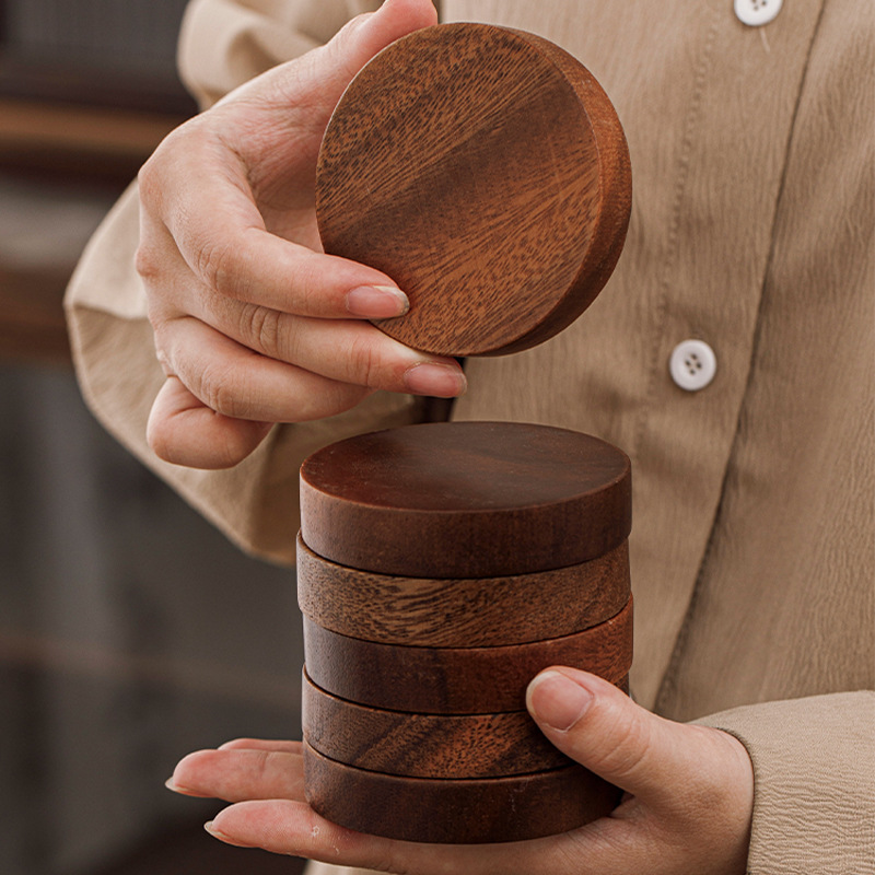 almohadilla de taza de té, almohadilla de aislamiento térmico a prueba de quemaduras, almohadilla de taza de café, almohadilla de madera, almohadilla de taza de té de kung fu de nuez, almohadilla de soporte de tetera