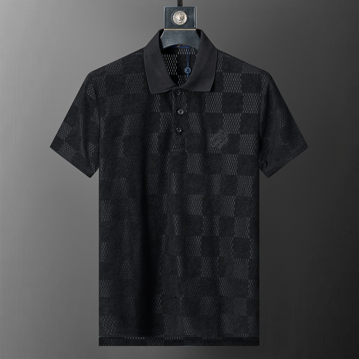Cross-border versión correcta 26 nuevo polo para hombres color sólido negocios Jacquard casual con solapa de punto manga corta 1