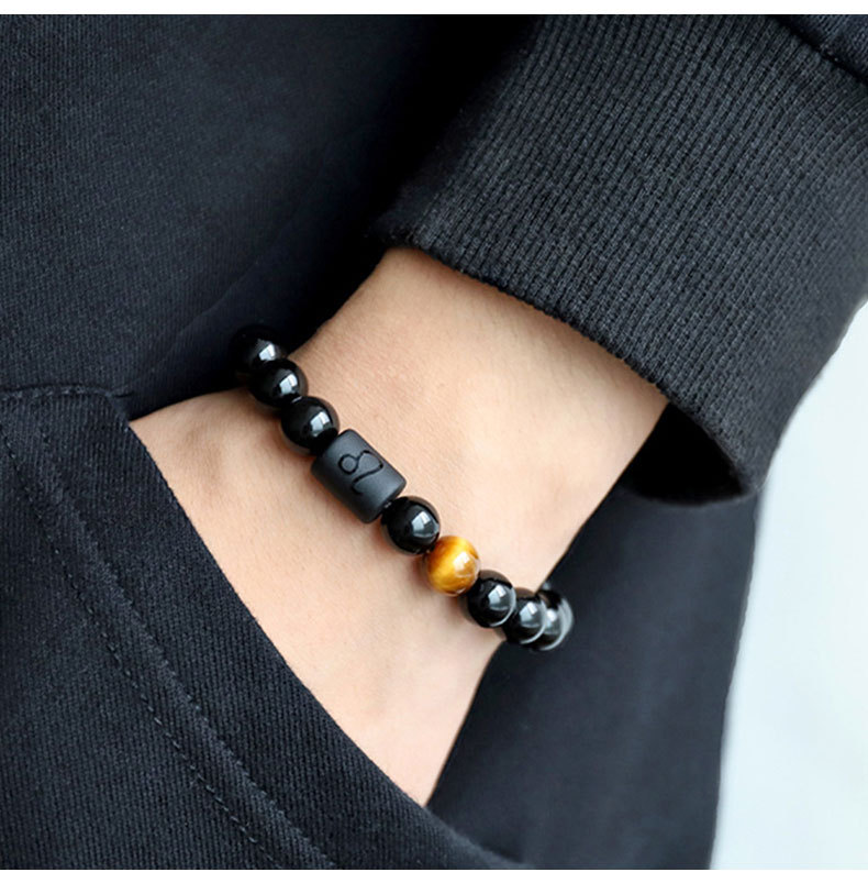 natural stone Material Simple Style Constellation Natural Stone Beaded Carving Bracelets