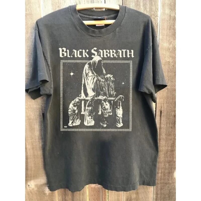 Pure Cotton Short-Sleeve T-Shirt for Men, Band T-Shirt, Summer New Retro Black Sabbath Unisex Casual Fashion Straight Cut