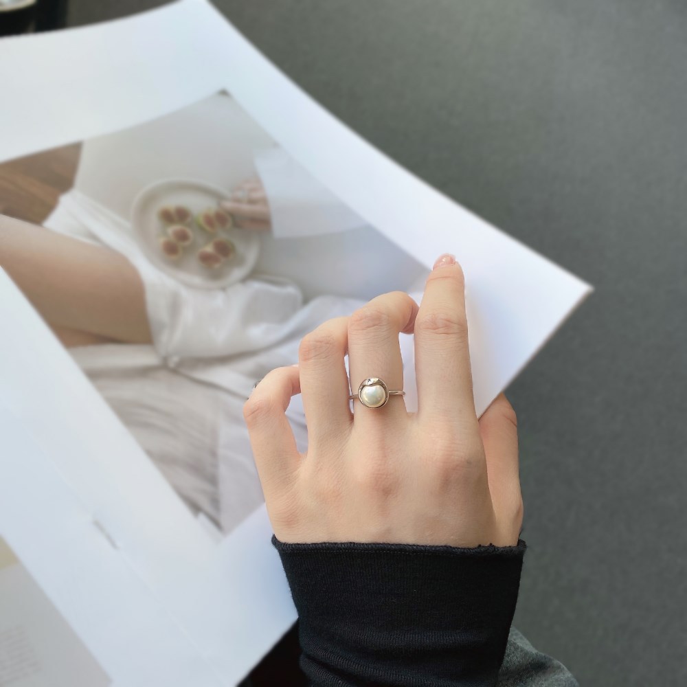 Fashion Geometric Sterling Silver Plating Artificial Pearls Open Ring