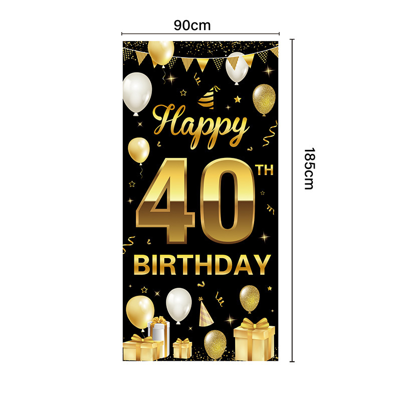 Amazon oro negro cumpleaños fiesta decoración banner feliz cumpleaños diseño de fondo póster