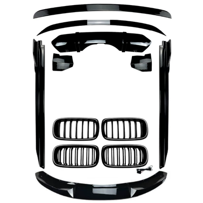 Big Surrounded Lip, Front Splitter, Front Wind Knife - chrome-grille-with-led-tail-lip-piano-black-2014-2018