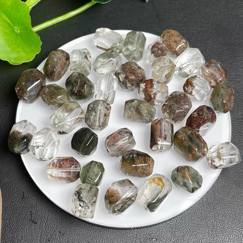 天然绿幽灵随形切面通孔散珠隔珠手工diy手链串珠饰品配件|undefined