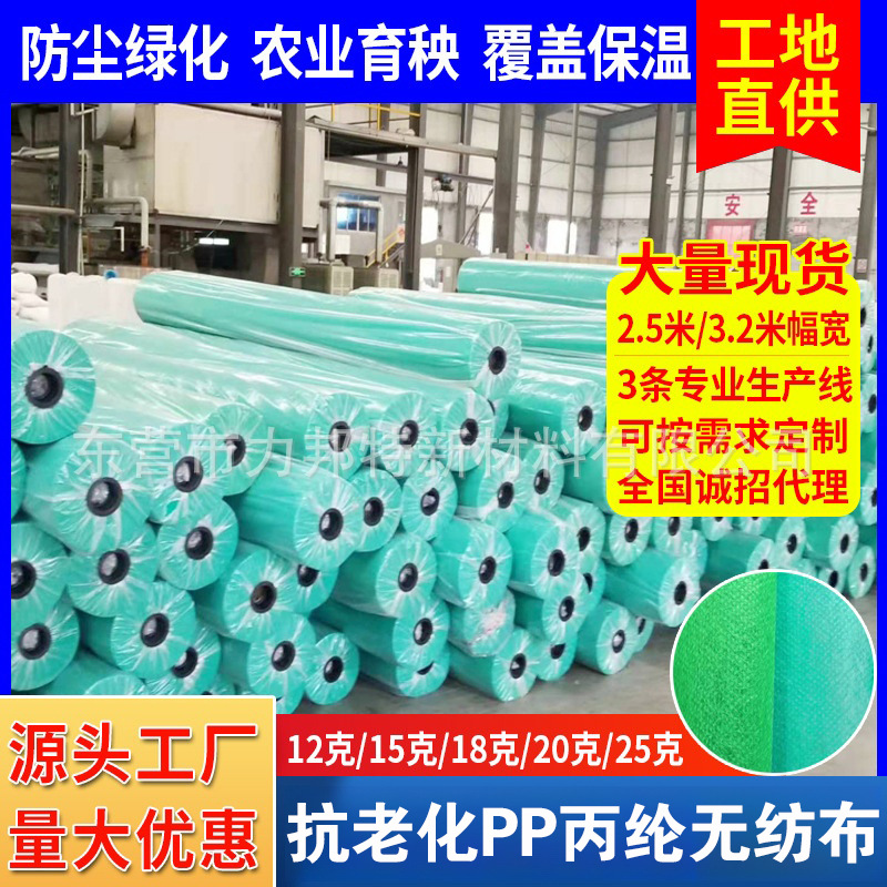 厂家常年供应边坡绿化种草无纺布 防尘盖土布绿色工地盖土无纺布