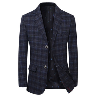 2025 Early Spring New Men's Casual Plaid Suit Jacket Spring and Autumn Suit Men's Slim British Style Suit