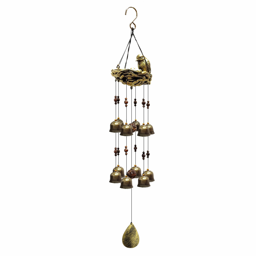 Cross-border resin bird's nest wind chime hanging decoration home bell outdoor garden bird hanging ornament