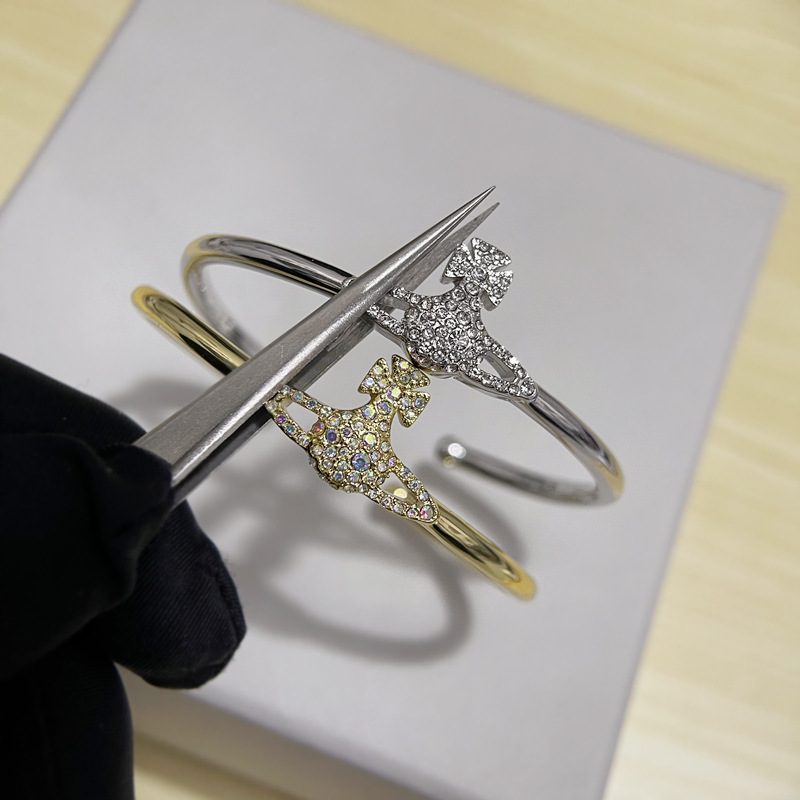 Empress Dowager Full Diamond Saturn Bracelet Planet Open Bracelet Women's European and American Style All-match Adjustable Niche Elegant Bracelet