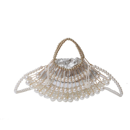  New Women's Handbag, Unique Design Cross-border Pearl Single Shoulder Crossbody Bag, Fashion Beaded Hand-held Evening Bag