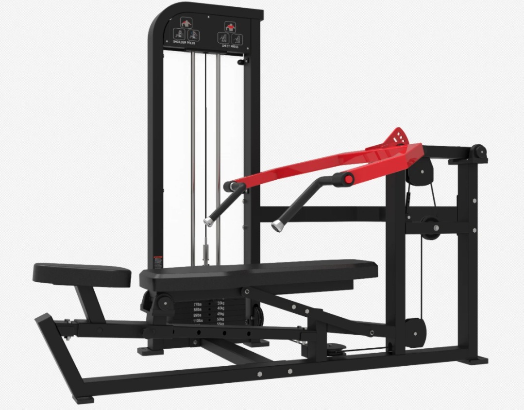 Máquina multifunción para press de pecho sentado con inclinación, press de hombros para gimnasio comercial, press de banca plana y levantamiento de hombros.