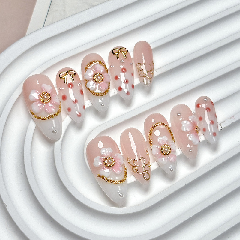 Original Design Cross-Border European and American Heavy-Duty Carved Handmade Wearable Nails Pure Handmade Embossed Nail Art High-End Luxury Wholesale