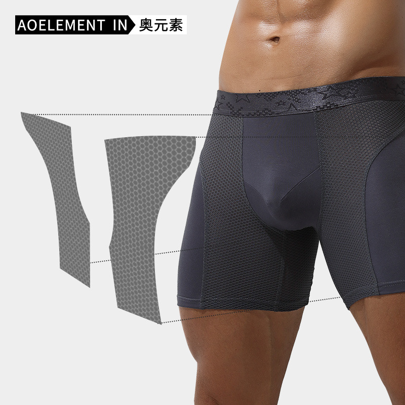 Elementos austriacos calzoncillos deportivos largos para hombres calzoncillos boxer piernas antidesgaste corriendo pantalones cortos de cuatro esquinas de gran tamaño bragas de entrenamiento