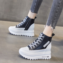 清仓价40 内增高休闲棉鞋坡跟系带保暖高帮鞋