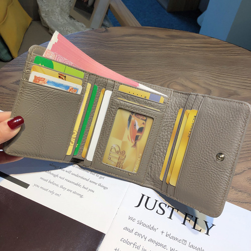 Genuine leather short wallet for women 2024 new multi-card slot card holder wallet small thin wallet driver's license bag