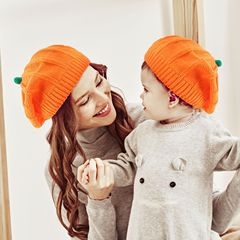 スポット秋冬親子ニット帽新型ハロウィーンカボチャ保温ベレーニット帽冬卸売り