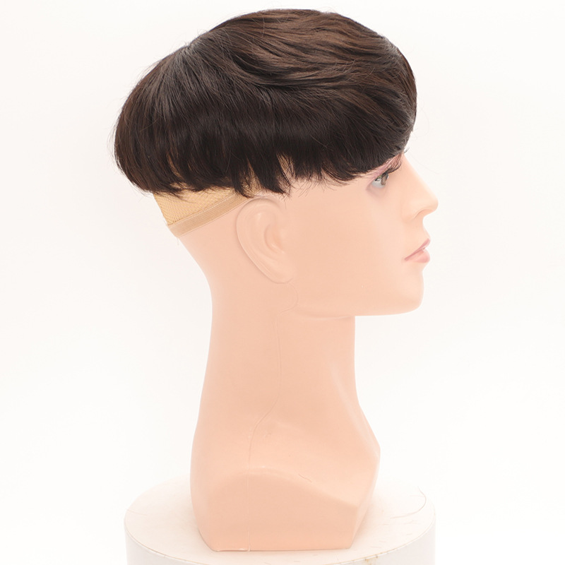 Men's wig with a hair patch on the top of the head