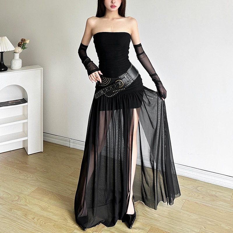 summer solid sexy long dress sleevless