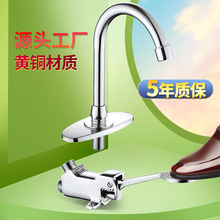 批发铜医院脚踏式水龙头冲水阀脚踩阀面盆龙头厨房餐厅实验室龙头