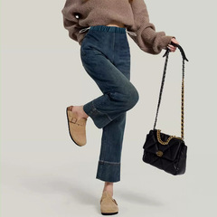 9207 Elastic Straight Leg Pants with Drawstring, Loose Fit, Retro Blue Nostalgic Blue Jeans for Wearing Outside