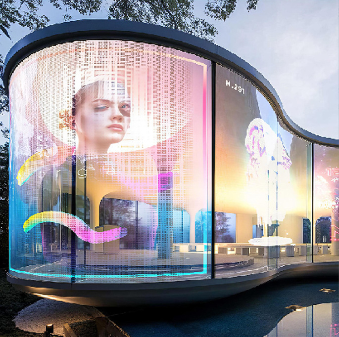 P4P5P6P8P10 película de vidrio transparente pasarela pantalla de hielo pared LED pantalla de cristal flexible fábrica de fuente de pantalla