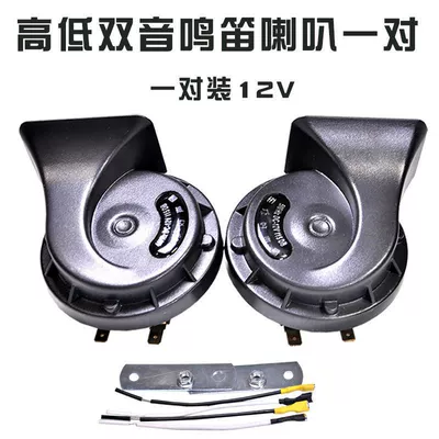Car horn/tweeter waterproof 12V car private car - 12v-black-high-and-low-sounds-pair