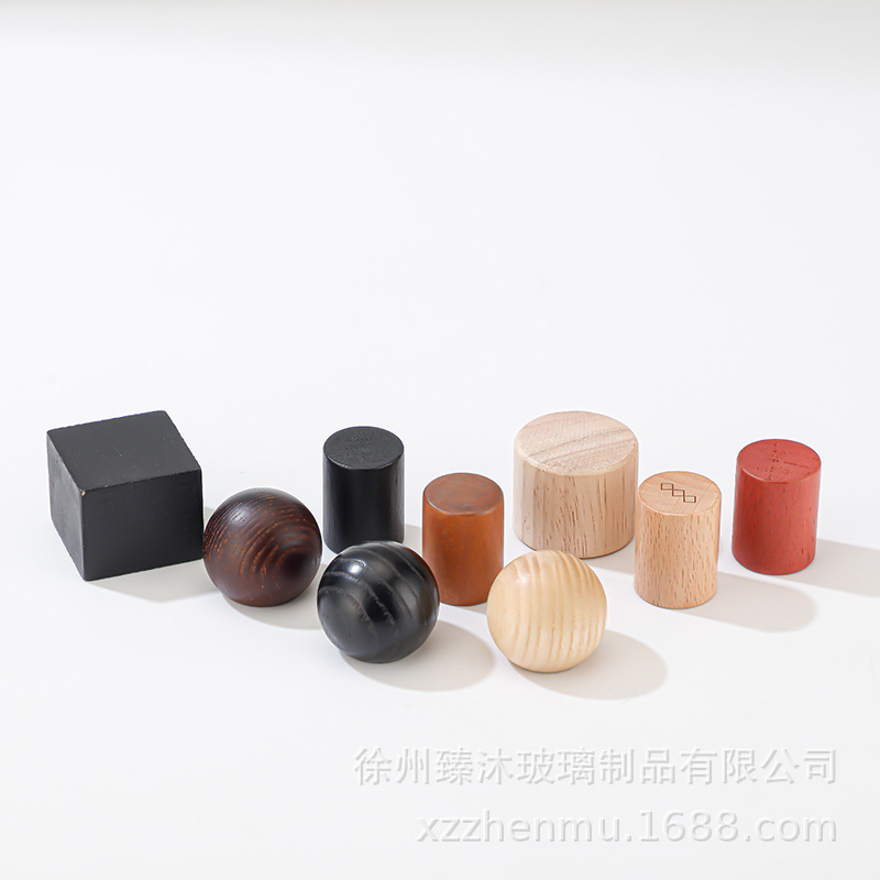 15卡口木盖四方黑盖圆木盖球形木盖球盖圆柱荷香水盖香水瓶配件