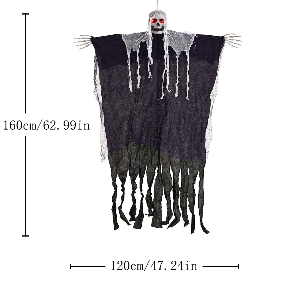 Decoración de Halloween colgando grandes accesorios de diseño fantasmas colgando esqueletos de control de sonido luminoso colgando fantasmas habitaciones secretas suministros de casa embrujada